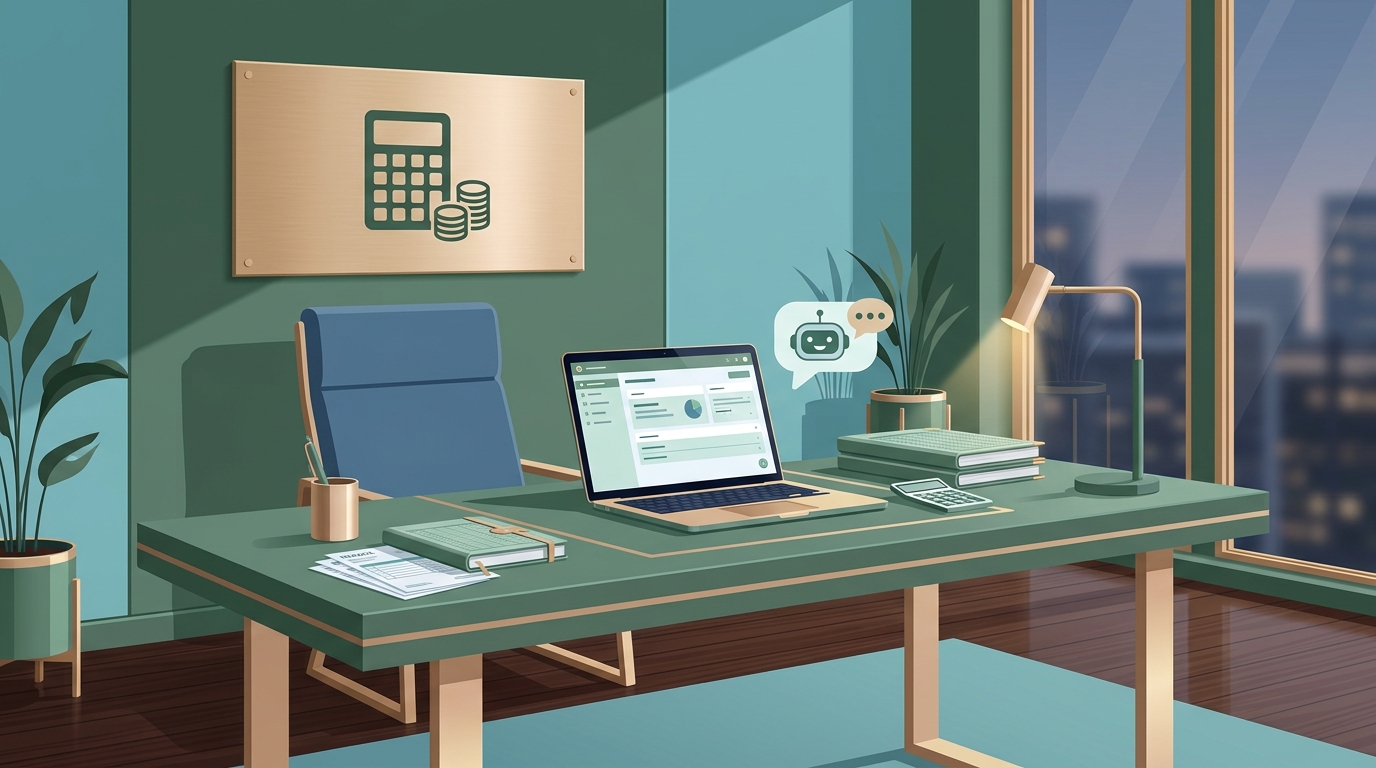 GuidedBot Chat-Widget im Büro eines Steuerberaters